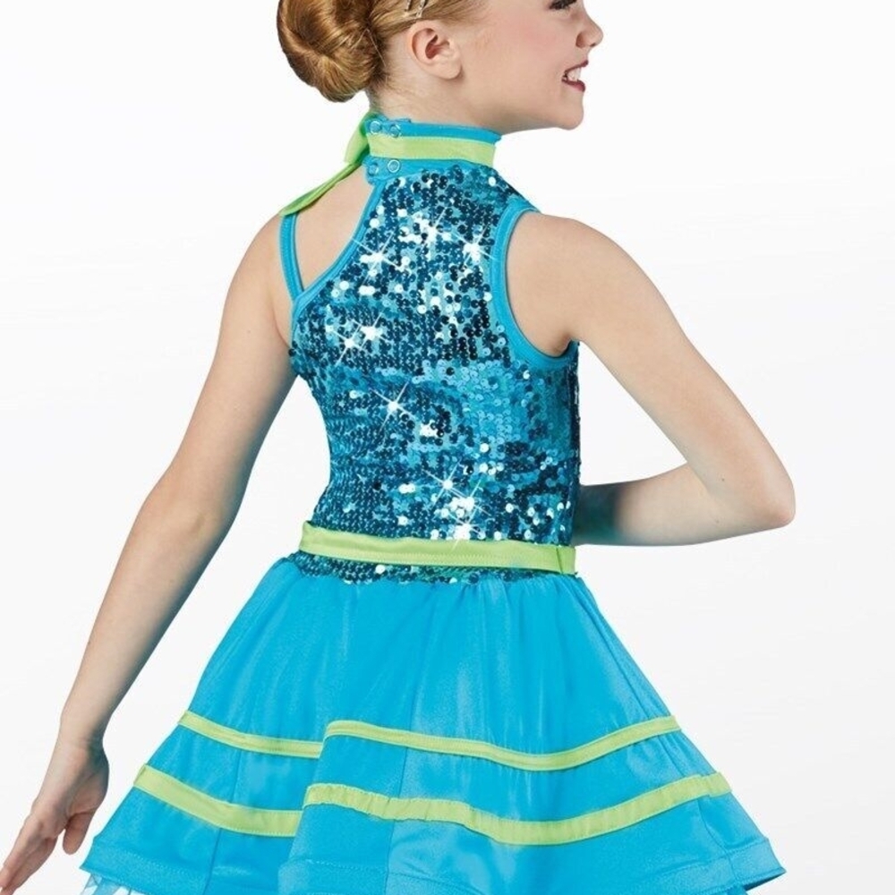 Weissman Teal and Lime Kids Dance Costume